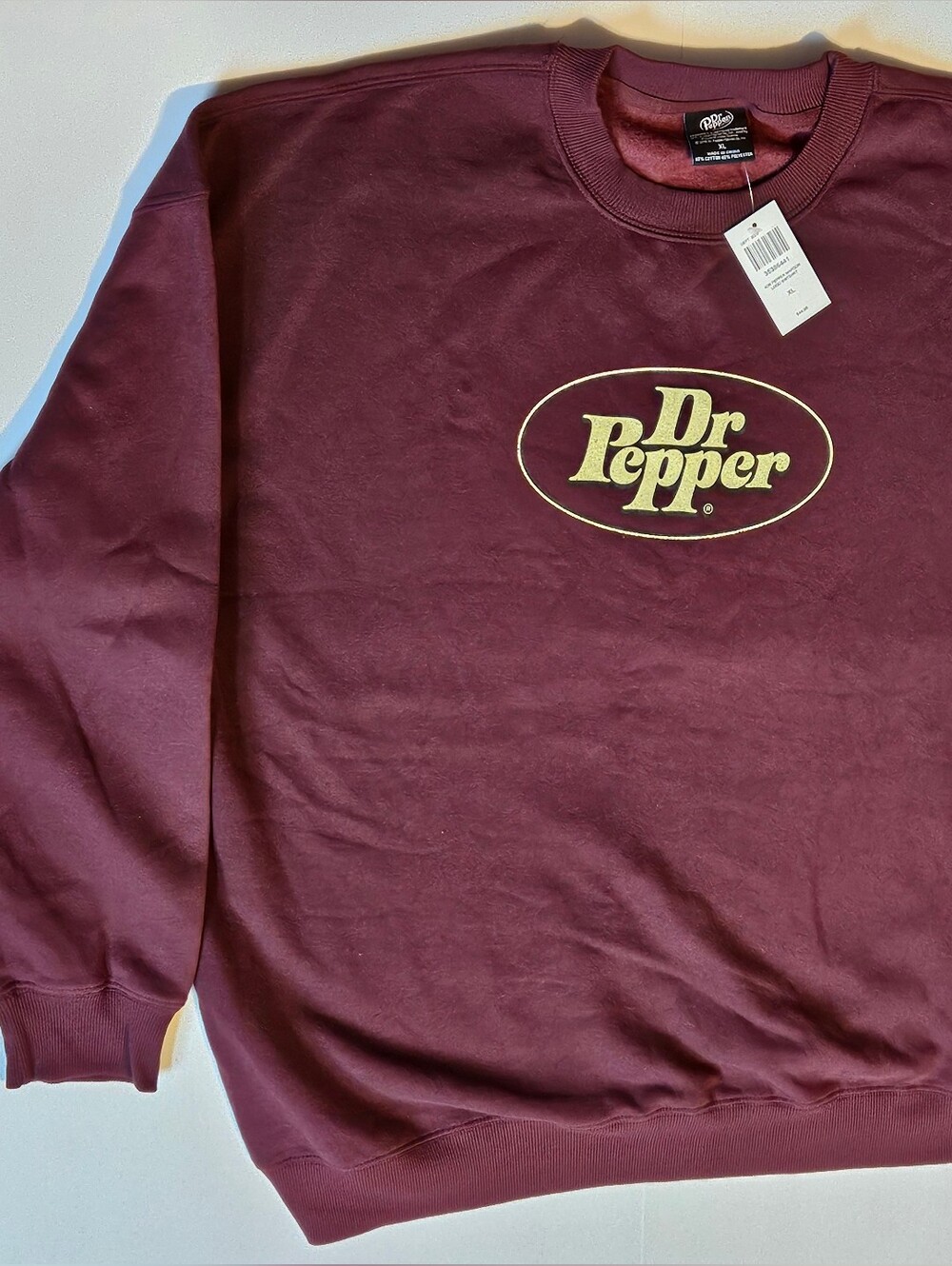 Dr Pepper Logo Crewneck Sweatshirt - Maroon with Cream Logo